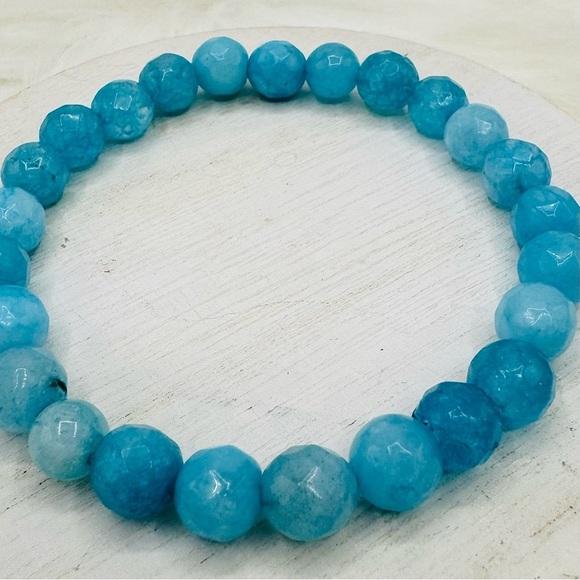 Aqua Natural Stone Beaded Bracelet - Picture 3 of 5